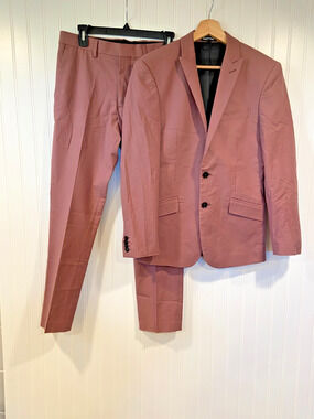 Express Suit Men's 30x30 Dusty Pink Extra Slim Fit, Formal, Preppy, Career